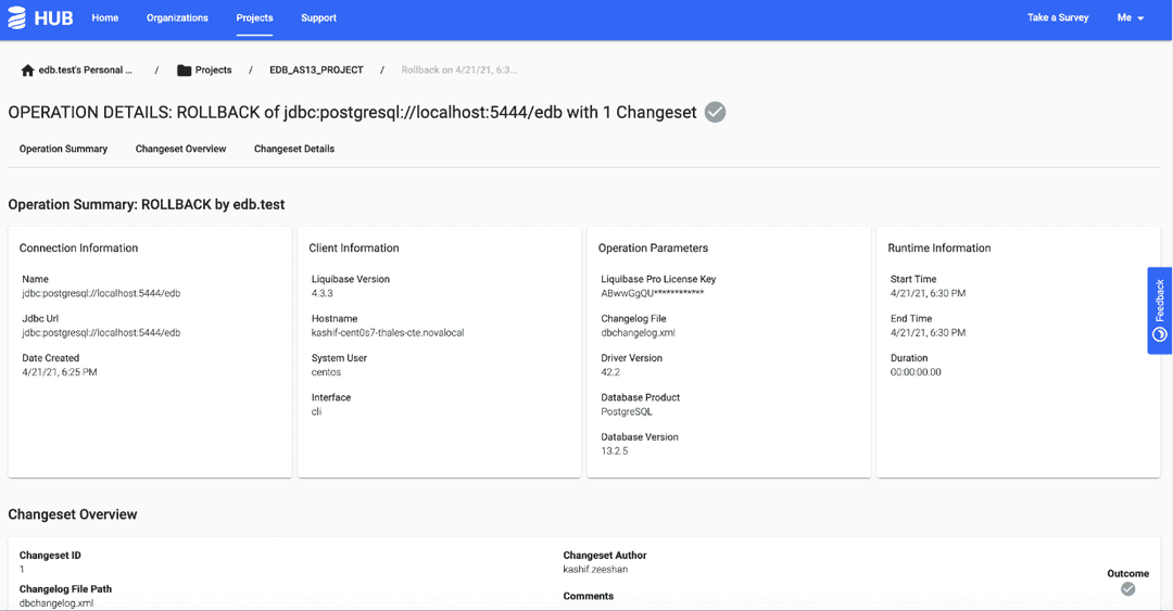 Viewing Database Changes On Liquibase Hub